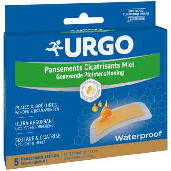 Pansements cicatrisants miel waterproof Urgo - boîte de 5 pansements stériles