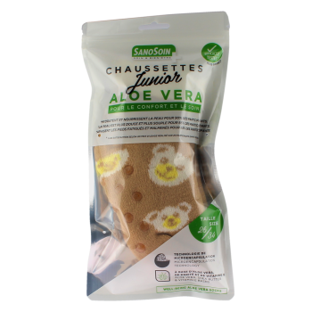 Chaussettes bien-être oursons beiges Junior SanoSoin – une paire de chaussettes