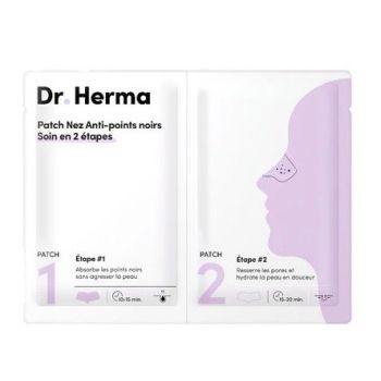 Patchs anti-points noirs soin nez en 2 étapes Dr Herma - lot de 2 patchs (1 soin)