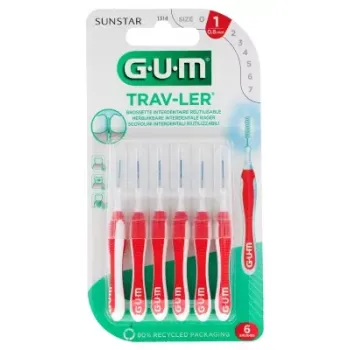 Brossette interdentaire antibactérienne Trav-ler 0.8 mm Gum - 6 brossettes