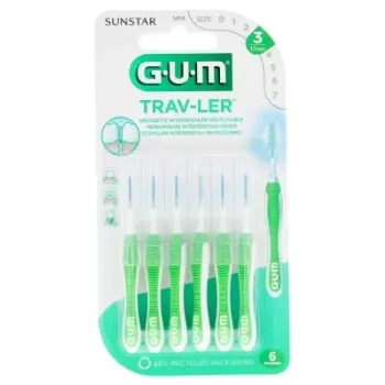 Brossette interdentaire antibactérienne Trav-ler 1.1 mm Gum - 6 brossettes