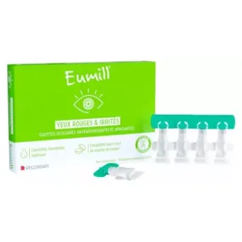 Gouttes yeux rouges et irrités Eumill - boîte de 10 unidoses de 0,5ml