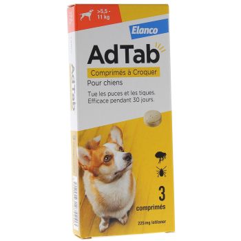 AdTab 225 mg chien 5,5-11kg Elanco - boîte de 3 comprimés à croquer