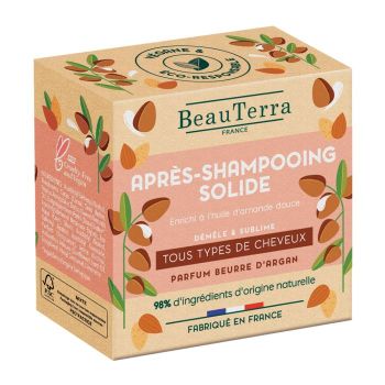 Après-shampooing solide tous types de cheveux Beauterra - shampoing de 50g
