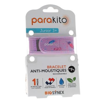 Bracelet anti-moustique rechargeable junior Plumes Para'kito - 1 bracelet + 2 recharges