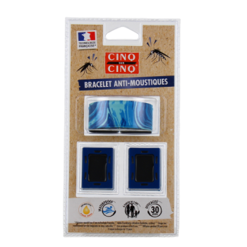 Bracelet anti-moustiques bleu Cinq sur Cinq - un bracelet + 2 recharges