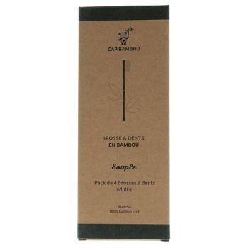 Brosse à dents adulte en bambou souple Cap Bambou - lot de 4 brosses à dents