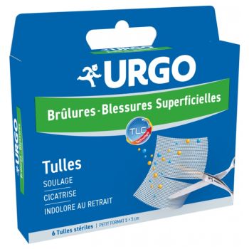 Brûlures blessures superficielles pansements Urgo - boite de 6 tulles
