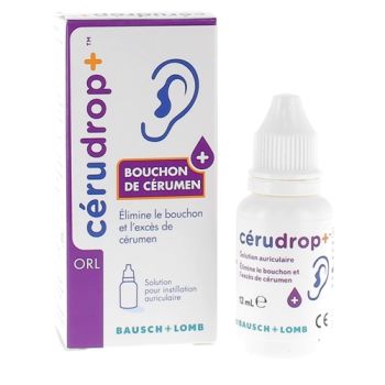 CeruDrop+ Solution auriculaire excès de cérumen Bausch Lomb - flacon de 12ml