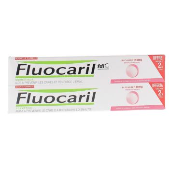 Dentifrice Dents Sensibles Bi-Fluoré Fluocaril - lot de 2 tubes de 75 ml