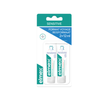 Dentifrice Sensitive format voyage Elmex - lot de 2 tubes de 12ml