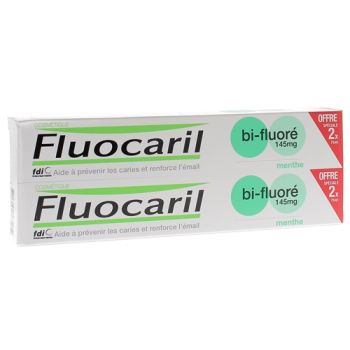 Dentifrice bi-fluoré 145 mg menthe Fluocaril - lot de 2 tubes de 75 ml