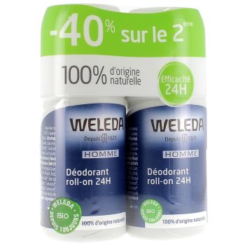 Déodorant Roll-on 24h homme Weleda - 2 flacons de 50 ml