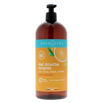 Dermasens gel douche surgras parfum agrumes Marque Verte - flacon pompe de 1L