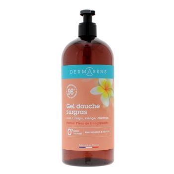 Dermasens Gel douche corps surgras parfum fleur de frangipanier Marque Verte - flacon pompe de 1L