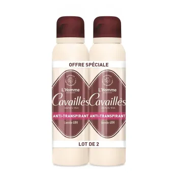 Anti-transpirant homme contrôle 48h Rogé Cavaillès - lot de 2 sprays de 150 ml