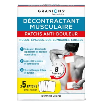 Patchs anti-douleur thermothérapie décontractant musculaire Granions - boite de 5 patchs