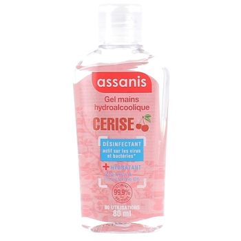 Gel mains hydroalcoolique parfum Cerise Assanis - flacon de 80ml