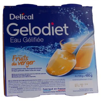 Gelodiet Eau gélifiée saveur fruits du verger Delical - lot de 4 pots de 120g