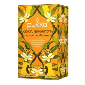 Infusion Citron Gingembre & Miel de Manuka bio Pukka - boîte de 20 sachets