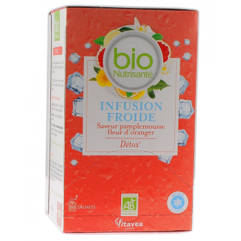 Infusion froide détox saveur pamplemousse-fleur d'oranger bio Vitavea - boite de 20 sachets