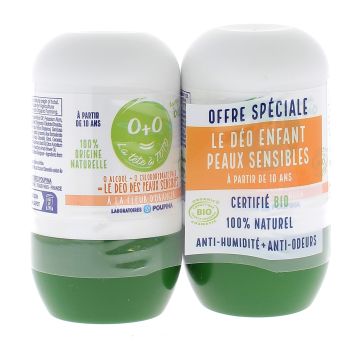 La Tête à Toto Déodorant enfant 48h peaux sensibles fleur d'oranger bio Poupina - lot de 2 roll-on de 50 ml