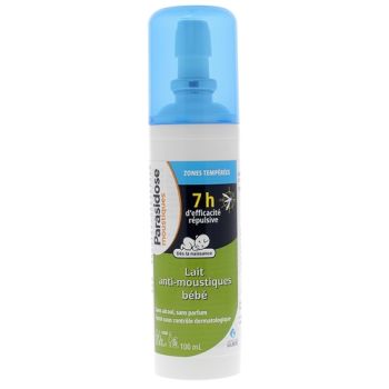 Lait anti-moustiques bébé zones tempérées Parasidose - spray de 100 ml