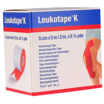 Leukotape K bande adhésive taping élastique rouge BSN médical - bande de 5cm x 5m