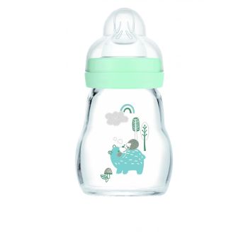 Biberon en verre bleu de débit 1 à partir de 0 mois MAM - biberon de 170 ml