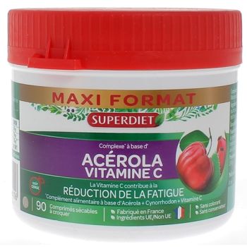 Maxi pot Acérola vitamine C Super Diet - 90 comprimés sécables à croquer
