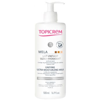 Mela Lait unifiant ultra-hydratant Topicrem - flacon-pompe de 500ml