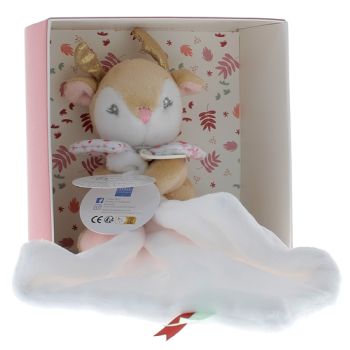 Mini doudou renne mouchoir Doudou et compagnie - boîte avec doudou de 20 cm
