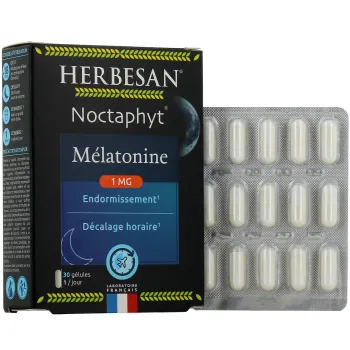 Noctaphyt Mélatonine 1mg Herbesan - boîte de 30 gélules