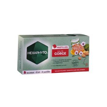 Pastilles mal de gorge Hexaphyto - boîte de 20 pastilles