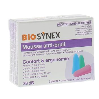 Protection auditive mousse Biosynex - boîte de 3 paires