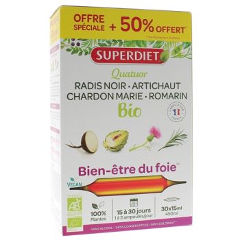 Bien-être du Foie Super Diet - boîte de 20 ampoules + 10 offertes