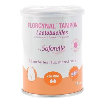 Florgynal tampon probiotique mini sans applicateur Saforelle - boite de 14 tampons