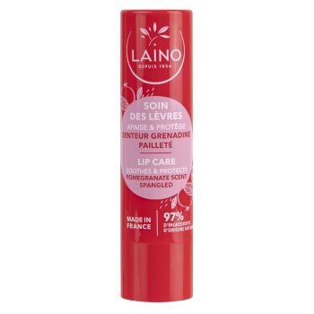 Soin des lèvres pailleté parfum grenadine Laino - 1 stick de 4 g