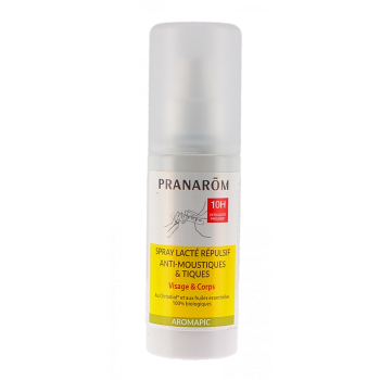 Spray lacté répulsif anti-moustiques et tiques Pranarôm - spray de 100ml