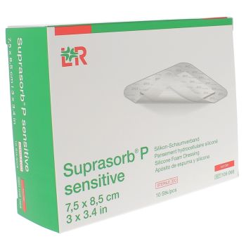 Suprasorb P sensitive border Pansement hydrocellulaire siliconé Lohmann & Rauscher - 10 unités de 7,5cm x 8,5cm