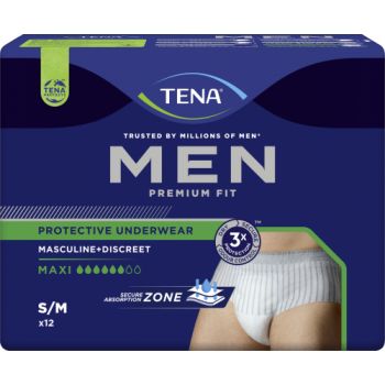 Men Premium fit maxi taille S/M Tena - sachet de 12 protections de taille M 39-46 Tena