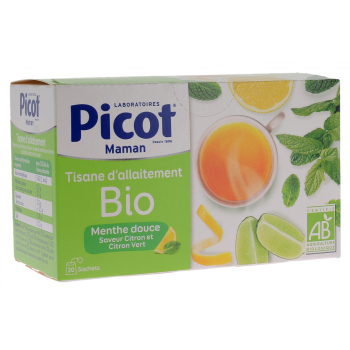Tisane d'allaitement menthe douce saveur citron bio Picot - boîte de 20 sachets