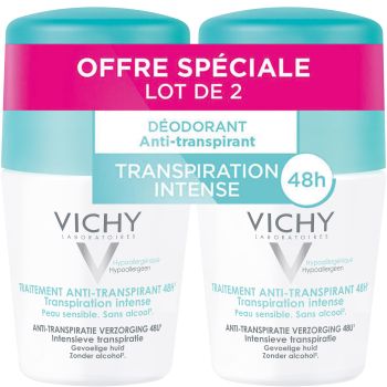 Traitement anti-transpirant 48h transpiration intense Vichy - lot de 2 Roll-on billes de 50 ml