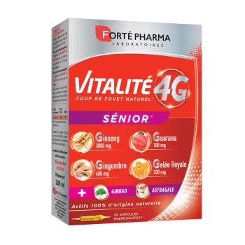 Vitalité 4G Sénior Forté Pharma - boite de 20 ampoules énergisantes