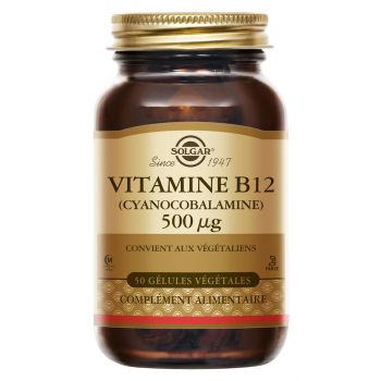 Vitamine B12 500 µg Cyanocobalamine Solgar - pot de 50 gélules