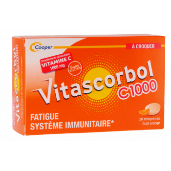 Vitascorbol C1000 vitamine C Cooper - boîte de 20 comprimés à croquer