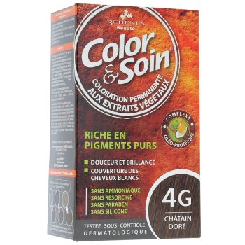 Color & soin coloration permanente Chatain doré 4G Les 3 chênes - 1 kit