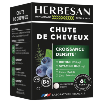 Chute de cheveux croissance densité Herbesan - boite de 30 comprimés