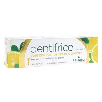Dentifrice naturel au citron Lehning - tube de 80 g