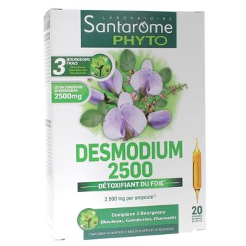 Desmodium 2500 détoxifiant du foie Santarome - boite de 20 ampoules